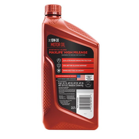 Valvoline 797976 Synthetic Blend Motor Oil, 10W-30, 1 qt Bottle, Pack of 6