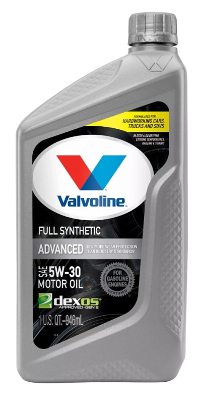 Valvoline VV955 Advanced Full Synthetic Motor Oil, 5W-30, 1 qt, Bottle, Pack of 6