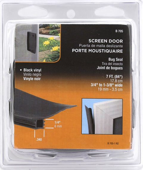 Prime-Line B 705 Bug Seal, 3/4 to 1-3/8 in W, 7 in L, Vinyl