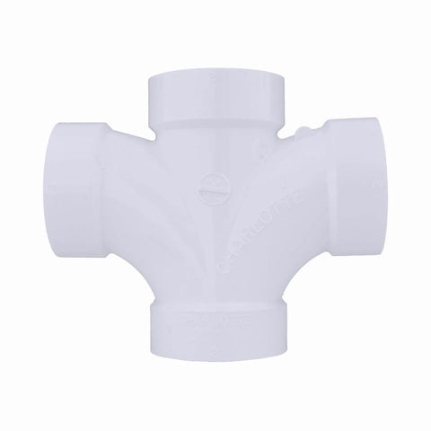 Charlotte Pipe Schedule 40 2 in. Hub X 2 in. D Hub PVC Double Sanitary Tee 1 pk