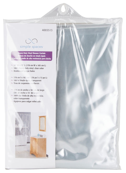 Simple Spaces SD-MCP01-C3L Shower Curtain, Vinyl, Clear, Clear