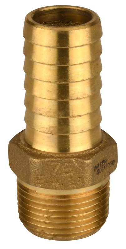 Water Source MA75NL Pipe Adapter, 3/4 in, MNPT x Barb, Brass
