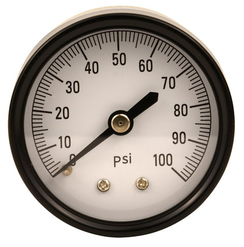 Water Source M1002-8B-RM Pressure Gauge, 1/8 in Connection, Steel Gauge Case, 0 to 100 psi, Back Connection