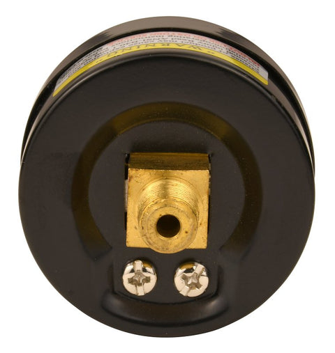 Water Source M1002-8B-RM Pressure Gauge, 1/8 in Connection, Steel Gauge Case, 0 to 100 psi, Back Connection