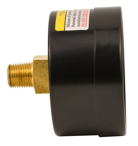 Water Source M1002-8B-RM Pressure Gauge, 1/8 in Connection, Steel Gauge Case, 0 to 100 psi, Back Connection