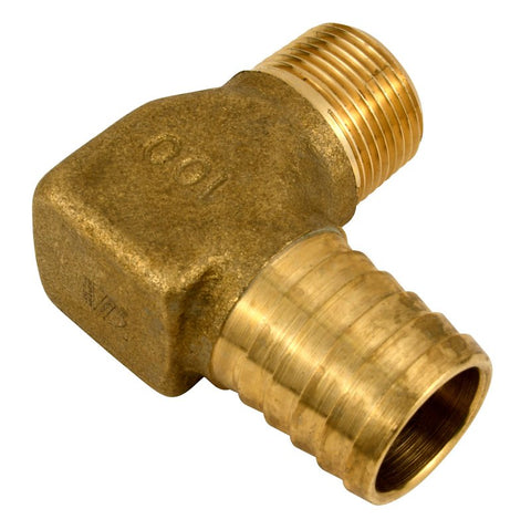 Water Source HE7501NL Heavy-Duty Hydrant Pipe Elbow, 3/4 x 1 in, MNPT x Barb, Brass