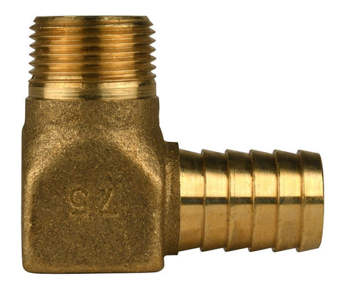 Water Source HE7575NL Heavy-Duty Hydrant Pipe Elbow, 3/4 in, MNPT x Barb, Brass