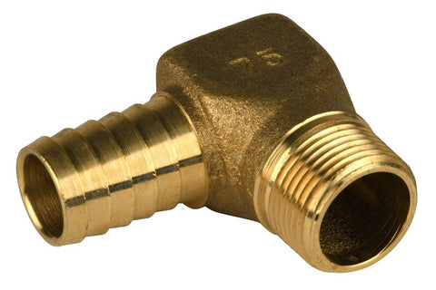 Water Source HE7575NL Heavy-Duty Hydrant Pipe Elbow, 3/4 in, MNPT x Barb, Brass
