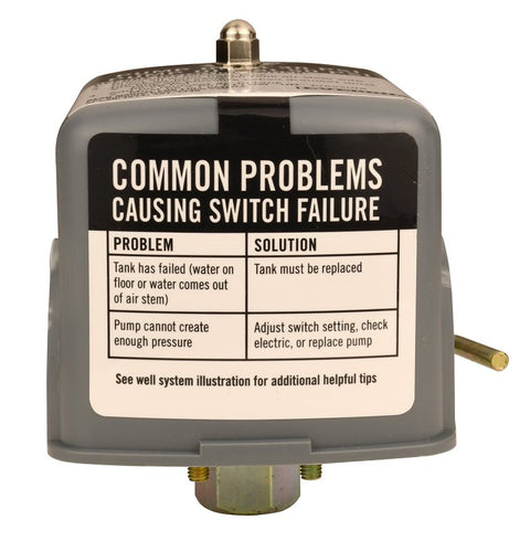 Water Source PSL3050 Pressure Switch, 30/50 psi Working, 1/4 in Female Thread