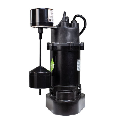 Eco-Flo SPP50V Submersible Sump Pump, 1-Phase, 6 A, 115 V, 1/2 hp, 1-1/4 in Outlet, 32 ft Max Lift Head, 4080 gph