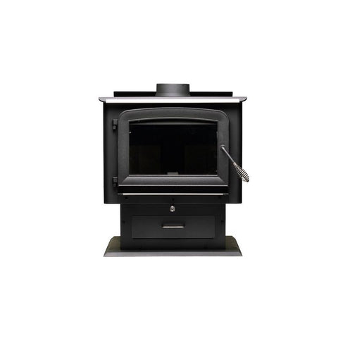 Ashley Hearth AW2520E-P Pedestal Stove, 27 in W, 25 in D, 30.78 in H, 112,800 Btu Heating, Steel, Metallic Black