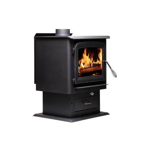 Ashley Hearth AW2520E-P Pedestal Stove, 27 in W, 25 in D, 30.78 in H, 112,800 Btu Heating, Steel, Metallic Black