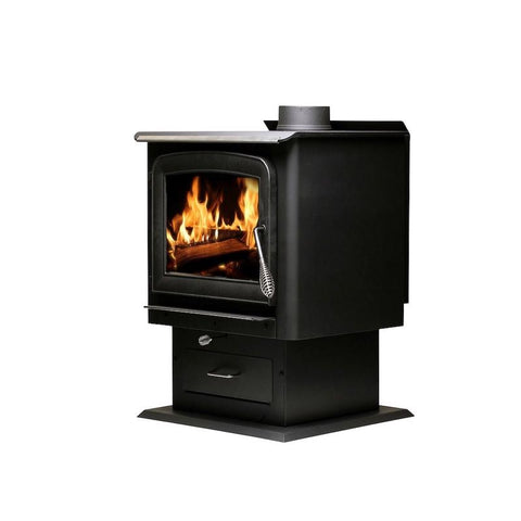 Ashley Hearth AW2520E-P Pedestal Stove, 27 in W, 25 in D, 30.78 in H, 112,800 Btu Heating, Steel, Metallic Black