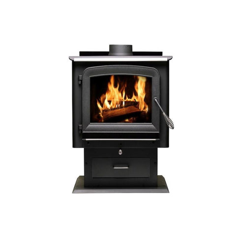 Ashley Hearth AW2520E-P Pedestal Stove, 27 in W, 25 in D, 30.78 in H, 112,800 Btu Heating, Steel, Metallic Black