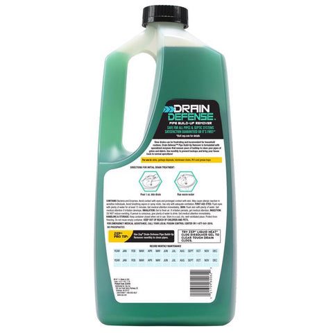 Zep Drain Defense Liquid Build-Up Remover 64 oz, Pack of 4