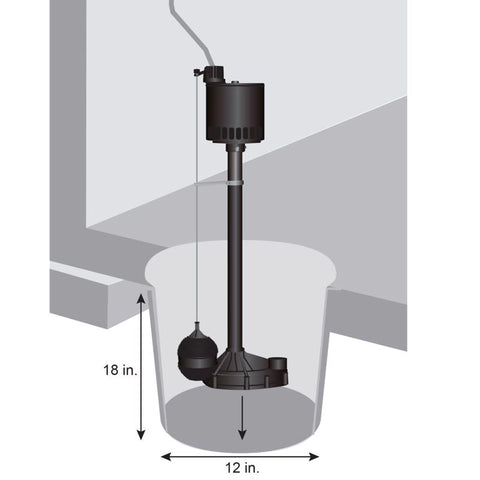 Star Water Systems 1/3 HP 3000 gph Thermoplastic Vertical Float Switch AC Pedestal Sump Pump