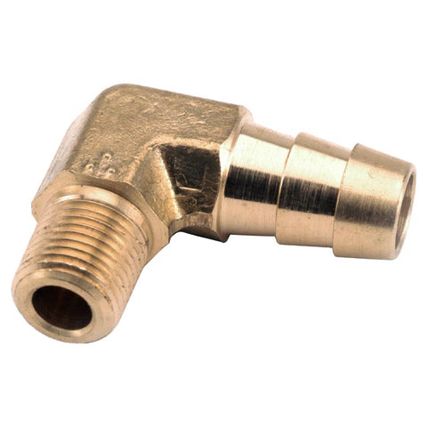 Anderson Metals 3/8 in. Hose Barb in. X 1/4 in. D MIP Brass 90 Degree Elbow, Pack of 5
