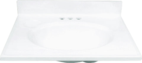 Foremost WS-1925 Vanity Top, 25 in OAL, 19 in OAW, Marble, Solid White, Countertop Edge