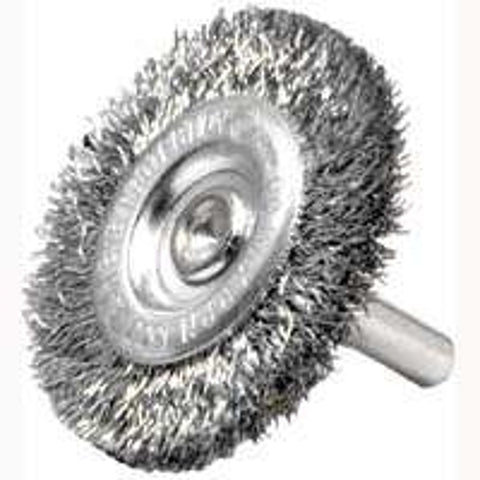 Weiler 36411 Wire Wheel Brush, 2 in Dia, 1/4 in Arbor/Shank, Crimped Bristle, Steel Bristle