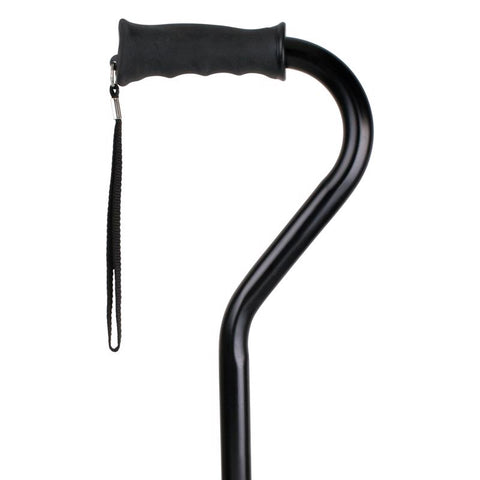 Carex Health Brands Black Offset Walking Cane w/Strap Aluminum/Plastic 39.5 in. H X 6.8 in. L