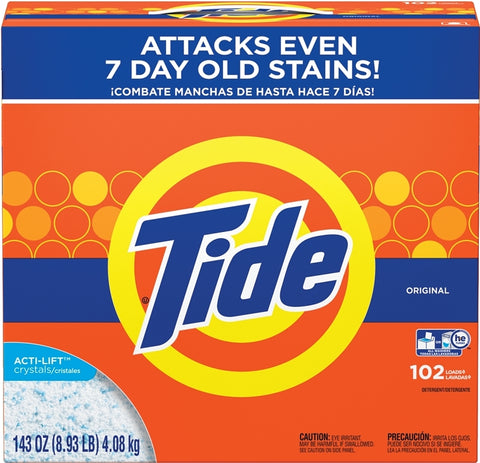 Tide 85006 Laundry Detergent, 8 lb Box, Powder, Original, Pack of 2