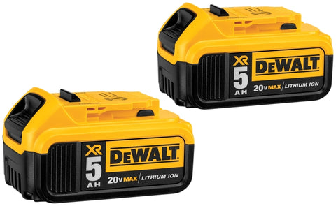 DEWALT DCB205-2 Premium Battery Pack, 20 V Battery, 5 Ah, 90 min Charging