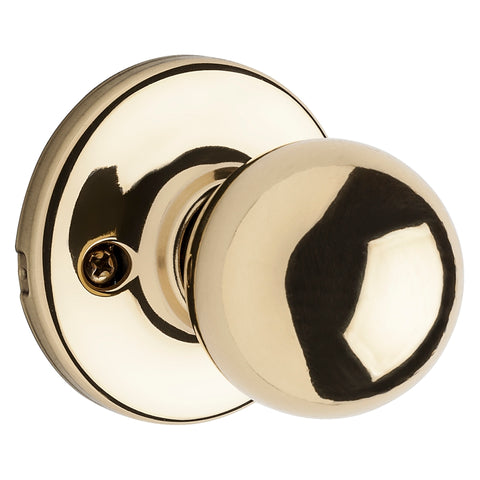 Kwikset 200P 3RCLRCS Passage Knob, Zinc, Polished Brass, 2-3/8 to 2-3/4 in Backset, 1-3/8 to 1-3/4 in Thick Door