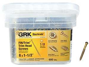 GRK Fasteners 116724 Finishing Screw, #8 Thread, 1-1/2 in L, Trim Head, Star Drive, Steel, 600 PK