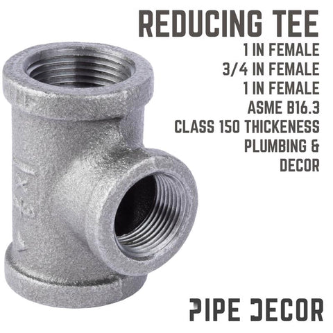 STZ Industries 1 in. FIP each X 1 in. D FIP 3/4 in. D FIP Black Malleable Iron Reducing Tee