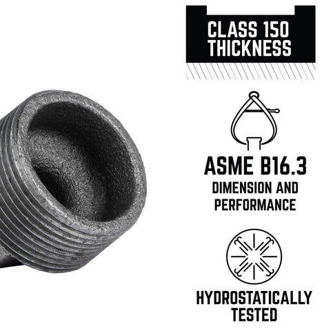 STZ Industries 1-1/4 in. MIP each Black Malleable Iron Plug