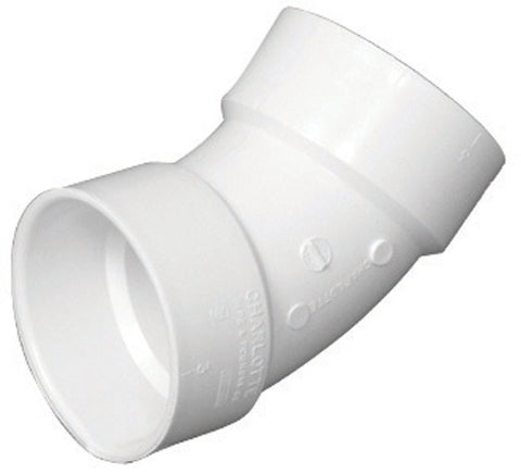 Charlotte Pipe Schedule 40 Hub To Hub 6 in. Dia. x 6 in. Dia. 45 deg. PVC Elbow