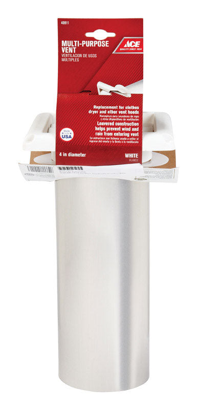 Ace Dryer Vent Hood 4 in. W White