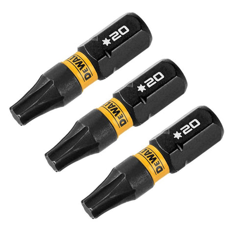 DEWALT FLEXTORQ DWAF1TX20IR3 Impact Driver Drill Bit, #20 Drive, Torx Drive, 1/4 in Shank, Hex Shank, 1 in L, Steel