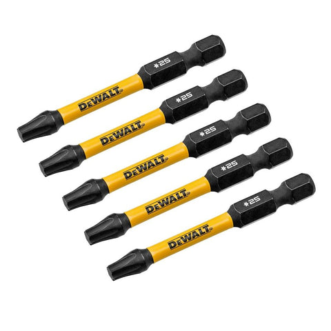 DEWALT FLEXTORQ DWAF2TX25IR5 Screwdriver Bit, #25 Drive, Torx Drive, 1/4 in Shank, Hex Shank, 2-1/4 in L, HSS