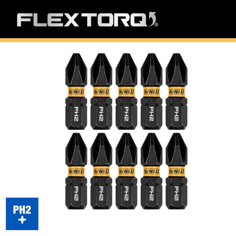 DEWALT FLEXTORQ DWAF1PH2IR10 Impact Driver Bit, #2 Drive, Phillips Drive, 1/4 in Shank, Hex Shank, 1 in L, Steel