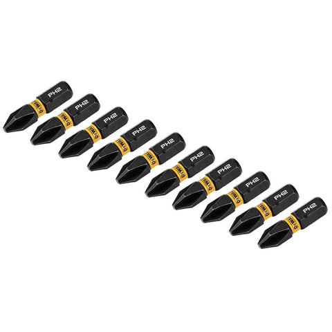 DEWALT FLEXTORQ DWAF1PH2IR10 Impact Driver Bit, #2 Drive, Phillips Drive, 1/4 in Shank, Hex Shank, 1 in L, Steel