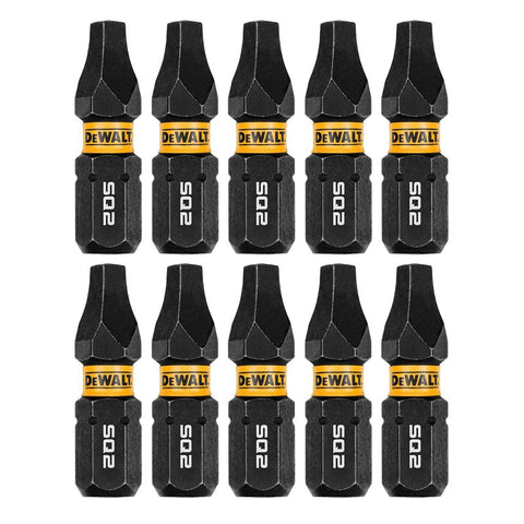 DEWALT FLEXTORQ DWAF1SQ2IR10 Screwdriver Bit, #2 Drive, Square Drive, 1/4 in Shank, Hex Shank, 1 in L, Steel