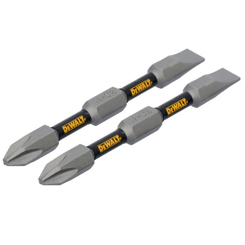 DEWALT TOUGHGRIP DWAF2DETG2 Double-Ended Screwdriver Bit, #2, #8 Drive, Phillips, Slotted Drive, 1/4 in Shank, Hex Shank