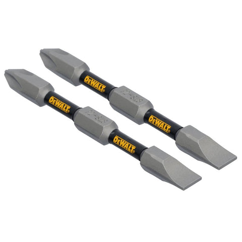 DEWALT TOUGHGRIP DWAF2DETG2 Double-Ended Screwdriver Bit, #2, #8 Drive, Phillips, Slotted Drive, 1/4 in Shank, Hex Shank