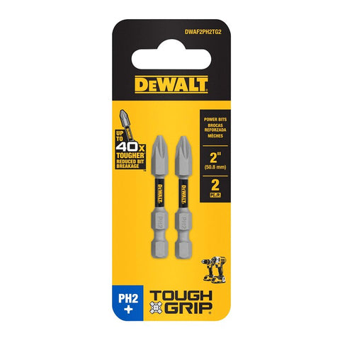 DEWALT TOUGHGRIP DWAF2PH2TG2 Screwdriver Bit, #2 Drive, Phillips Drive, 1/4 in Shank, Hex Shank, 2 in L, HSS