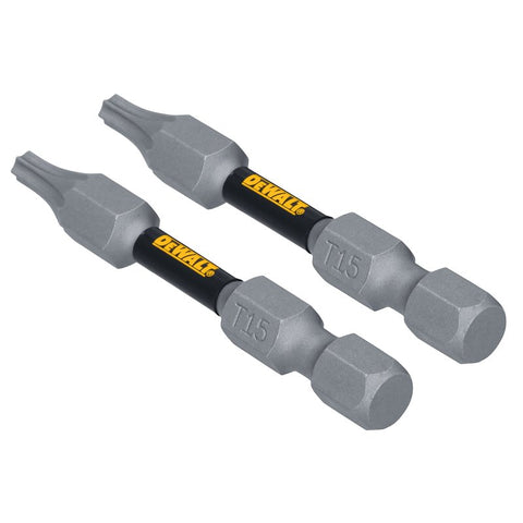 DEWALT TOUGHGRIP DWAF2TX15TG2 Screwdriver Bit, #15 Drive, Torx Drive, 1/4 in Shank, Hex Shank, 2 in L, Steel