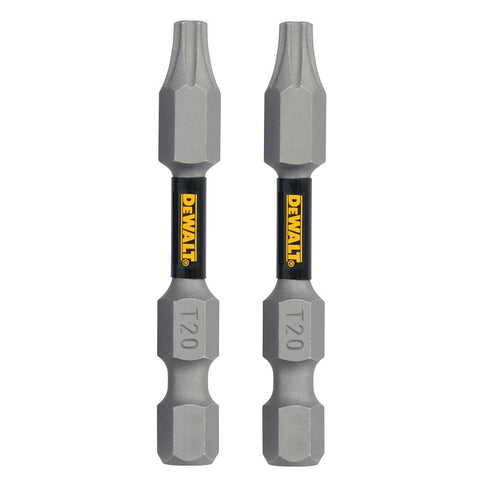 DEWALT TOUGHGRIP DWAF2TX20TG2 Screwdriver Bit, #20 Drive, Torx Drive, 1/4 in Shank, Hex Shank, 2 in L, Steel