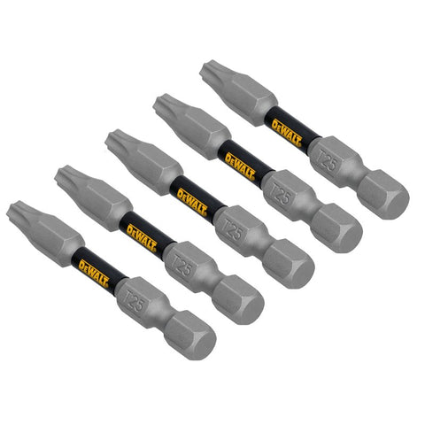 DEWALT TOUGHGRIP DWAF2TX25TG5 Screwdriver Bit, #25 Drive, Torx Drive, 1/4 in Shank, Hex Shank, 2 in L, Steel