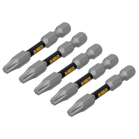 DEWALT TOUGHGRIP DWAF2TX25TG5 Screwdriver Bit, #25 Drive, Torx Drive, 1/4 in Shank, Hex Shank, 2 in L, Steel