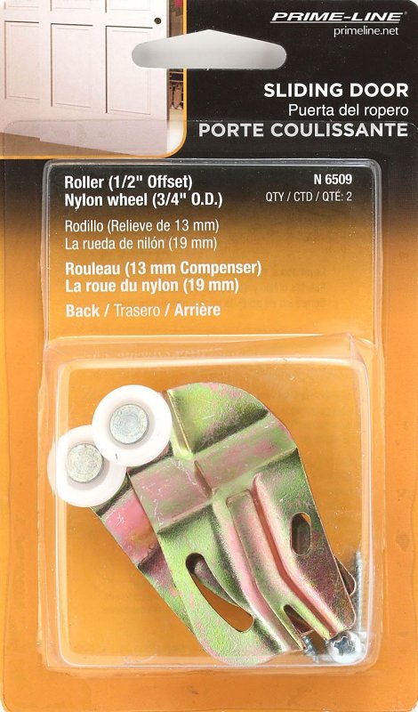 Prime-Line N 6509 Roller Assembly, 3/4 in Dia Roller, 1/4 in W Roller, Nylon, Brown, 1-Roller, 50 lb, Side