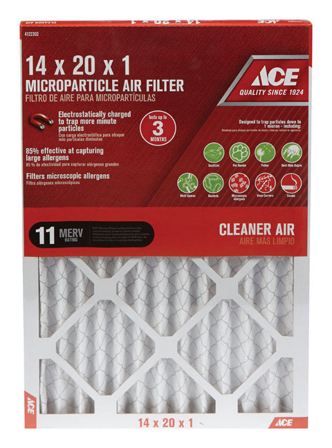 Ace 20 in. L x 14 in. W x 1 in. D Pleated Microparticle Air Filter 11 MERV