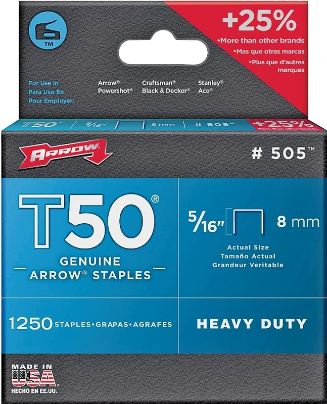 Arrow T50 Series 50524 Staple, For: HT-50A, T50, T55 Stapler, 3/8 in W ...