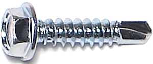 Midwest Fastener 03283 Screw, #8 Thread, 3/4 in L, Coarse Thread, Hex Drive, Self-Drilling Point, Steel, Zinc, 100 PK