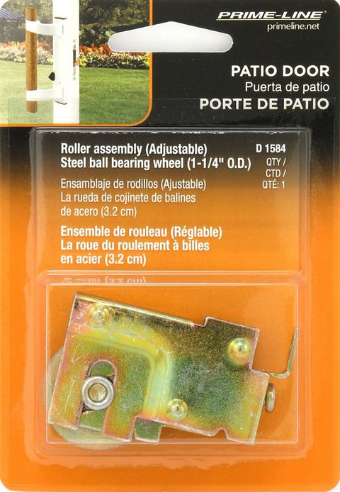 Prime-Line D 1584 Roller Assembly, 1-1/4 in Dia Roller, 5/16 in W Roller, Steel, 1-Roller, F-Tab Mounting