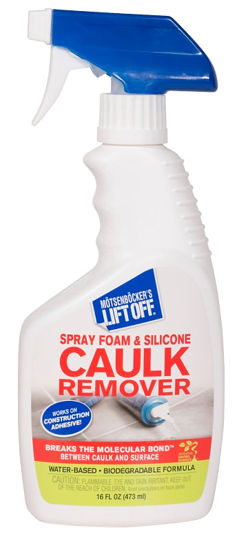 Motsenbocker's Lift Off MLO41116TRXO Spray Foam and Caulk Remover, Liquid, Mild, Clear, 16 oz, Bottle